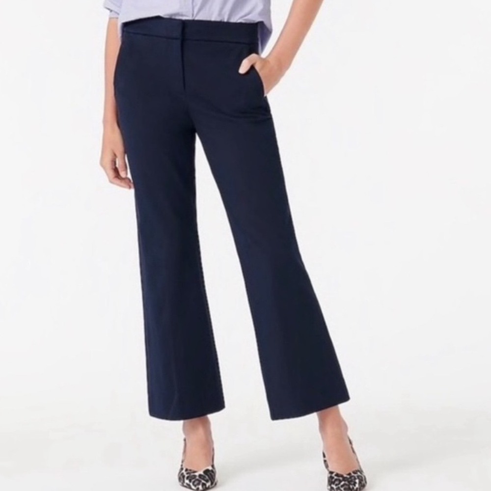 J CREW Hayden Kickout Crop Pant In Stretch Linen Navy Blue Sie 8P